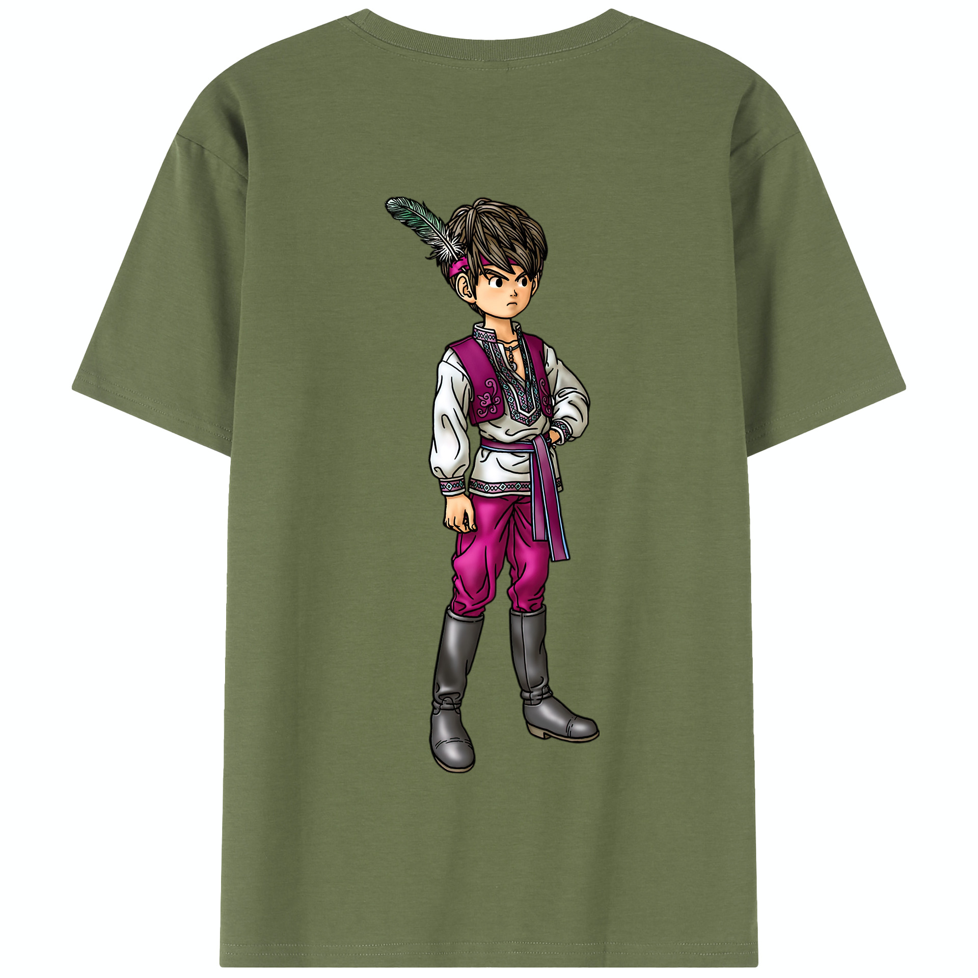 （画像用） ドラゴンクエスト Doragon Kuesuto Dragon Quest 綿100％半袖Tシャツ（背面プリント）